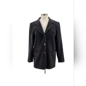 Vintage Hugo Buscati Milano Boiled Wool Black Jacket Coat Women's Size 10